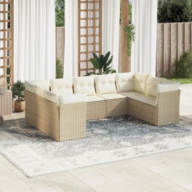 Set de sofás de jardín 9 pzas con cojines ratán sintético beige en Conjuntos de jardín | Comprar online en Foru.es