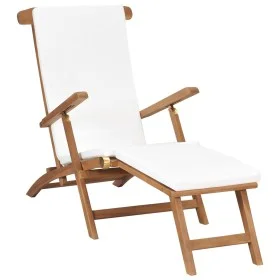 Sonnenliege mit cremeweißem Kissen aus massivem Teakholz von vidaXL, Liegen - Ref: Foro24-47408, Preis: 215,83 €, Rabatt: %