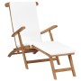 Tumbona con cojín blanco crema madera maciza de teca de vidaXL, Tumbonas - Ref: Foro24-47408, Precio: 231,33 €, Descuento: %