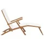 Sun lounger with cream white cushion solid teak wood by vidaXL, Loungers - Ref: Foro24-47408, Price: 215,83 €, Discount: %