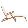 Tumbona con cojín blanco crema madera maciza de teca de vidaXL, Tumbonas - Ref: Foro24-47408, Precio: 231,33 €, Descuento: %