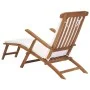 Sun lounger with cream white cushion solid teak wood by vidaXL, Loungers - Ref: Foro24-47408, Price: 215,83 €, Discount: %