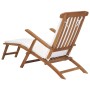 Tumbona con cojín blanco crema madera maciza de teca de vidaXL, Tumbonas - Ref: Foro24-47408, Precio: 231,33 €, Descuento: %