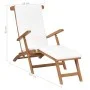 Sun lounger with cream white cushion solid teak wood by vidaXL, Loungers - Ref: Foro24-47408, Price: 215,83 €, Discount: %