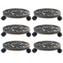 Soporte con ruedas de plantas 6 uds plástico color bronce 30 cm de vidaXL, Soportes para macetas - Ref: Foro24-48227, Precio:...
