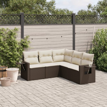 Set comedor de jardín 5 piezas y cojines ratán sintético marrón de , Conjuntos de jardín - Ref: Foro24-3252490, Precio: 371,0...