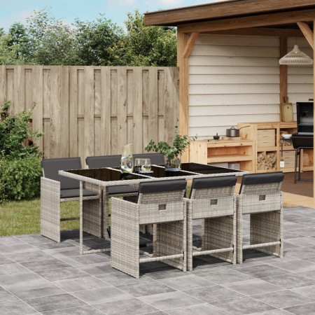 Set comedor jardín 7 pzas y cojines ratán sintético gris claro de , Conjuntos de jardín - Ref: Foro24-3211091, Precio: 440,94...