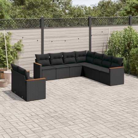 Set de sofás de jardín 8 piezas y cojines ratán sintético negro de , Conjuntos de jardín - Ref: Foro24-3258499, Precio: 659,1...