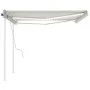 Toldo retráctil manual con luz LED crema 4x3 m de , Toldos - Ref: Foro24-3069942, Precio: 461,06 €, Descuento: %