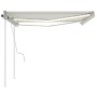 Toldo retráctil manual con luz LED crema 4x3 m de , Toldos - Ref: Foro24-3069942, Precio: 452,92 €, Descuento: %