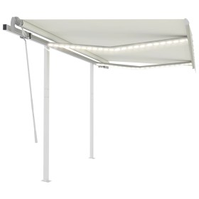 Toldo manual retráctil con luz LED crema 3x2,5 m de , Toldos - Ref: Foro24-3069902, Precio: 359,78 €, Descuento: %