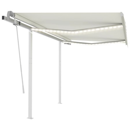 Toldo manual retráctil con luz LED crema 3x2,5 m de , Toldos - Ref: Foro24-3069902, Precio: 359,78 €, Descuento: %