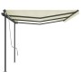 Toldo retráctil automático con postes crema 6x3 m de , Toldos - Ref: Foro24-3070197, Precio: 561,71 €, Descuento: %