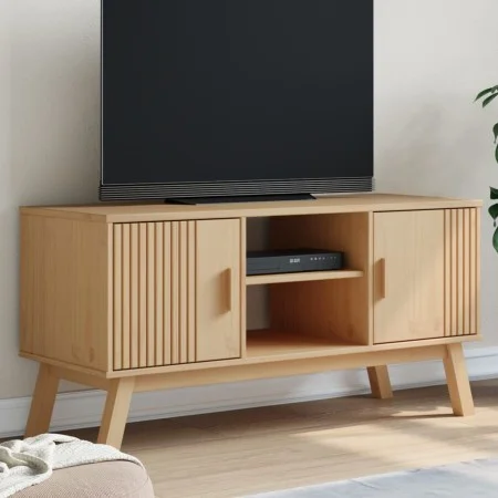 Mueble de TV OLDEN madera maciza de pino marrón 114x43x57 cm de , Muebles TV - Ref: Foro24-358600, Precio: 116,60 €, Descuent...