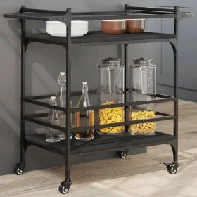 Schwarzer Küchenwagen aus Holzwerkstoff, 82 x 40 x 78,5 cm von , Küchen- und Speisewagen - Ref: Foro24-842361, Preis: 51,93 €...