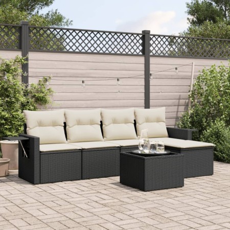 Set de sofás de jardín 6 piezas y cojines ratán sintético negro de , Conjuntos de jardín - Ref: Foro24-3252433, Precio: 356,3...