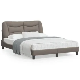 Bed frame with headboard in taupe gray fabric 140x190 cm by , Beds and slatted bases - Ref: Foro24-3207769, Price: 213,06 €, ...