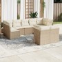 Set de sofás de jardín 9 pzas con cojines ratán sintético beige en Conjuntos de jardín | Comprar online en Foru.es