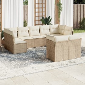 Set de sofás de jardín 9 pzas con cojines ratán sintético beige en Conjuntos de jardín | Comprar online en Foru.es