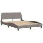 Bed frame with headboard in taupe gray fabric 140x190 cm by , Beds and slatted bases - Ref: Foro24-3207769, Price: 213,06 €, ...