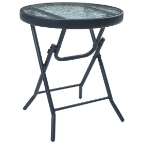 Mesa de jardín bistró acero y vidrio negro 40x46 cm de vidaXL, Mesas de jardín - Ref: Foro24-47926, Precio: 54,55 €, Descuent...