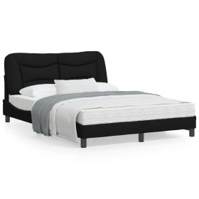 Estructura de cama con cabecero de tela negro 120x200 cm de , Camas y somieres - Ref: Foro24-3207760, Precio: 178,31 €, Descu...