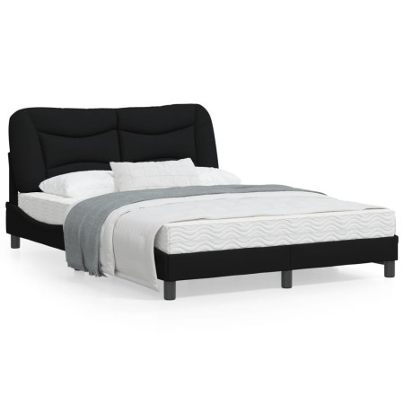 Estructura de cama con cabecero de tela negro 120x200 cm de , Camas y somieres - Ref: Foro24-3207760, Precio: 178,31 €, Descu...