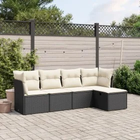 Set de muebles de jardín 5 pzas y cojines ratán sintético negro de , Conjuntos de jardín - Ref: Foro24-3263132, Precio: 289,3...