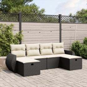 Set de sofás de jardín 6 piezas y cojines ratán sintético negro de , Conjuntos de jardín - Ref: Foro24-3264162, Precio: 348,3...