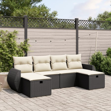 Set de sofás de jardín 6 piezas y cojines ratán sintético negro de , Conjuntos de jardín - Ref: Foro24-3264162, Precio: 348,3...