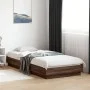 Brown oak engineered wood bed frame 90x200 cm by , Beds and slatted bases - Ref: Foro24-839608, Price: 101,29 €, Discount: %