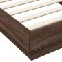 Brown oak engineered wood bed frame 90x200 cm by , Beds and slatted bases - Ref: Foro24-839608, Price: 101,29 €, Discount: %