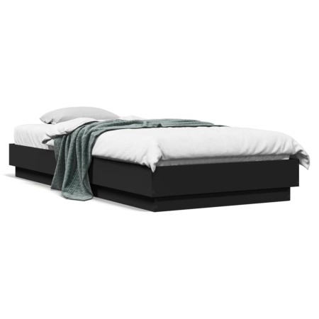Estructura de cama madera de ingeniería negra 90x200 cm de , Camas y somieres - Ref: Foro24-839603, Precio: 90,88 €, Descuent...