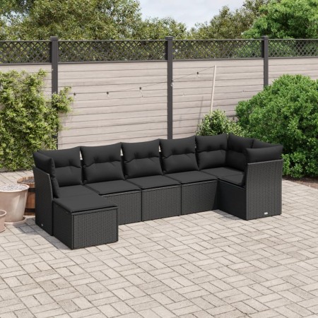 Set de comedor de jardín 7 pzas y cojines ratán sintético negro de , Conjuntos de jardín - Ref: Foro24-3263191, Precio: 446,4...