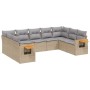 Set de sofás de jardín 9 pzas con cojines ratán sintético beige de , Conjuntos de jardín - Ref: Foro24-3227116, Precio: 543,3...