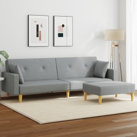Sofá cama de 2 plazas con taburete tela gris claro de , Sofás - Ref: Foro24-3216240, Precio: 330,79 €, Descuento: %