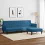 Sofá cama de 2 plazas con taburete terciopelo azul de , Sofás - Ref: Foro24-3216249, Precio: 331,90 €, Descuento: %