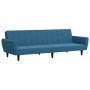Sofá cama de 2 plazas con taburete terciopelo azul de , Sofás - Ref: Foro24-3216249, Precio: 331,90 €, Descuento: %