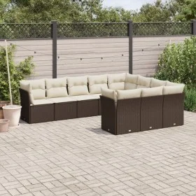 Set de sofás de jardín 10 pzas y cojines ratán sintético marrón de , Conjuntos de jardín - Ref: Foro24-3250062, Precio: 620,2...