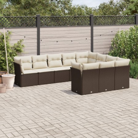 Set de sofás de jardín 10 pzas y cojines ratán sintético marrón de , Conjuntos de jardín - Ref: Foro24-3250062, Precio: 629,3...