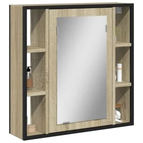 Armario con espejo de baño madera roble Sonoma 60x16x60 cm de , Tocadores - Ref: Foro24-842427, Precio: 77,29 €, Descuento: %