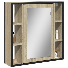 Armario con espejo de baño madera roble Sonoma 60x16x60 cm de , Tocadores - Ref: Foro24-842427, Precio: 78,86 €, Descuento: %