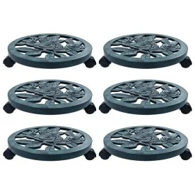 Soporte con ruedas para plantas 6 unidades plástico verde 38 cm de vidaXL, Soportes para macetas - Ref: Foro24-48228, Precio:...