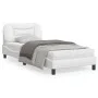 Bed frame with headboard white synthetic leather 90x200cm by , Beds and slatted bases - Ref: Foro24-3207975, Price: 168,20 €,...