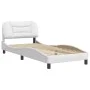 Bed frame with headboard white synthetic leather 90x200cm by , Beds and slatted bases - Ref: Foro24-3207975, Price: 168,20 €,...