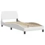 Bed frame with headboard white synthetic leather 90x200cm by , Beds and slatted bases - Ref: Foro24-3207975, Price: 168,20 €,...
