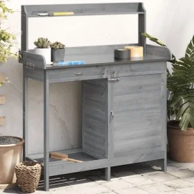 Table for pots and cabinet gray spruce wood 110.5x45x124.5 cm by , Pot stands - Ref: Foro24-156345, Price: 161,95 €, Discount: %