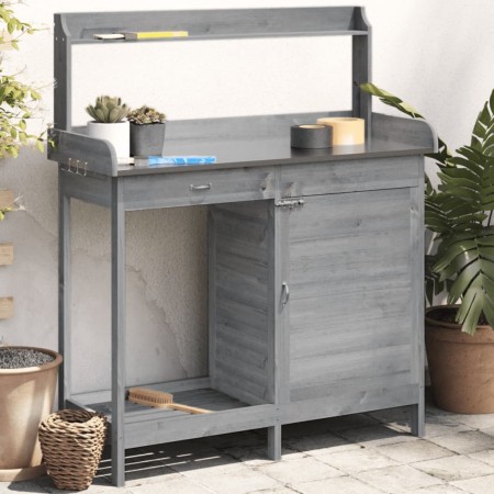 Mesa para macetas y armario madera abeto gris 110,5x45x124,5 cm de , Soportes para macetas - Ref: Foro24-156345, Precio: 172,...