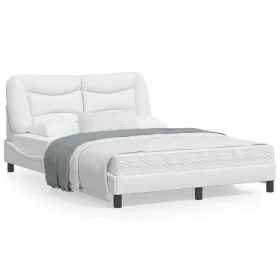 Bettgestell mit Kopfteil aus weißem Kunstleder, 140 x 190 cm von , Betten und Lattenroste - Ref: Foro24-3207996, Preis: 230,8...
