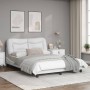 Estructura de cama cabecero cuero sintético blanco 140x190 cm de , Camas y somieres - Ref: Foro24-3207996, Precio: 234,46 €, ...